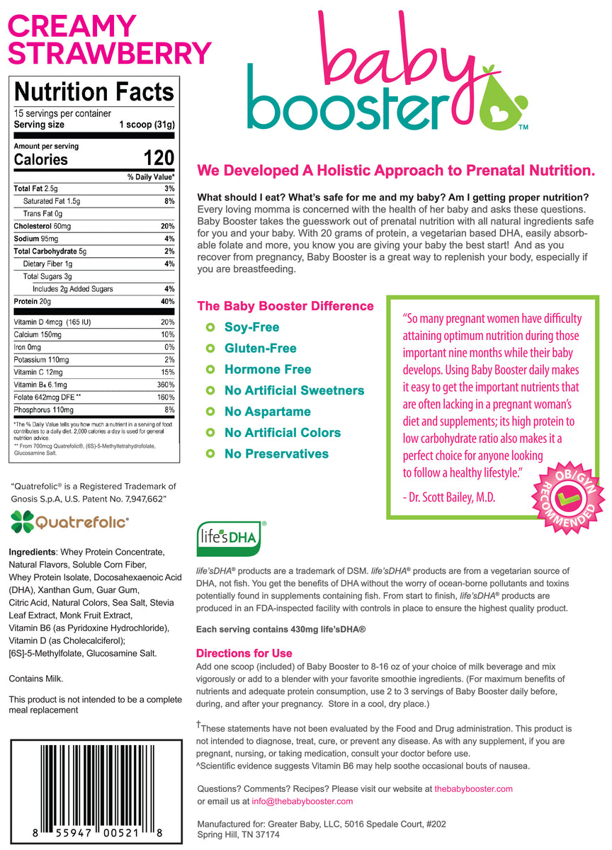 Baby Booster Protein Creamy Strawberry Vitamin Shake Baby Booster